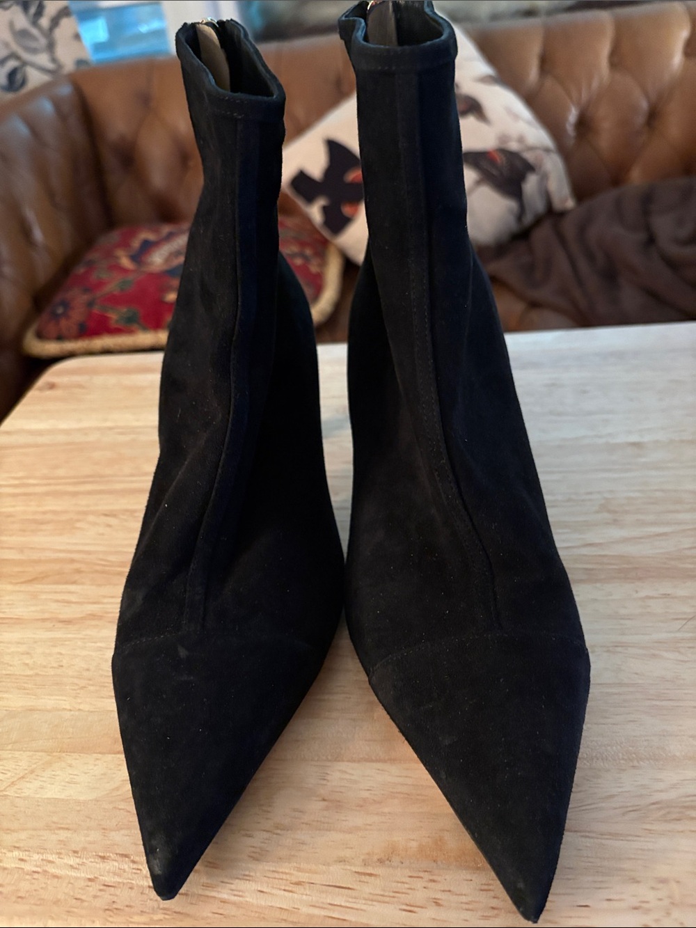 Jimmy Choo Black Pointed Suede Ankle Booties